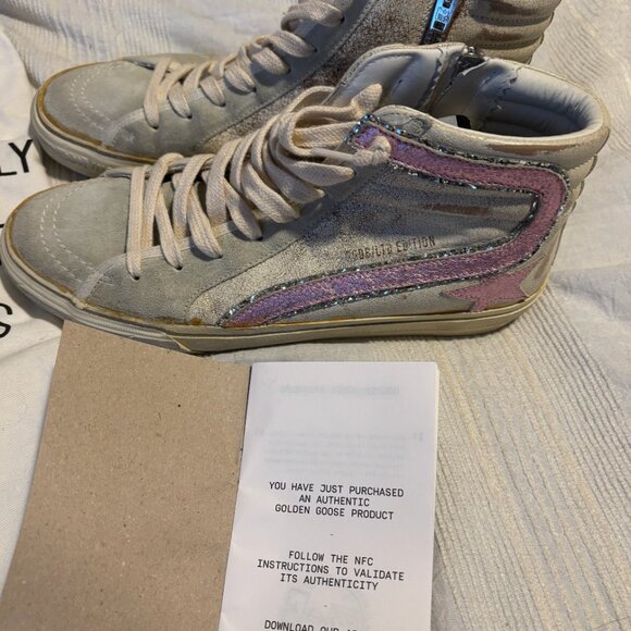 Golden Goose Slide Beige/Gray with Pink Street Sneaker - Picture 3 of 5